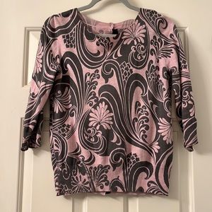 Boden Buttonback Pink Paisley Sweater US8